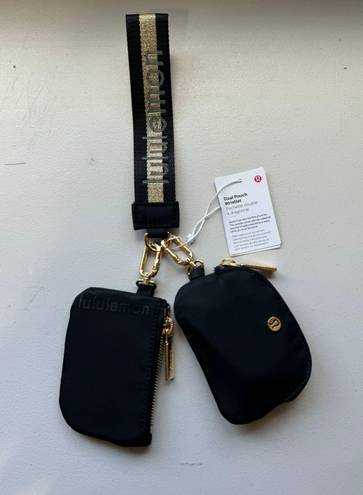 Lululemon Dual Pouch Wristlet Black Gold Brand New