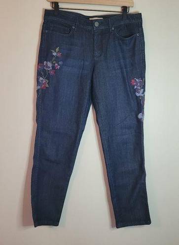 J.Jill  Luna Slim Ankle Floral Embroidered Jeans