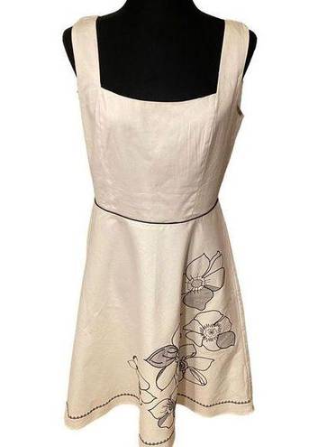 Scarlett  Fit and Flare Sleeveless White Dress with Black Floral Skirt