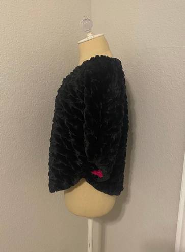 Betsey Johnson Black Faux Fur Shawl