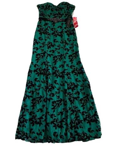 City Triangles  Green Black Strapless Mermaid Formal Gown Dress Size 9 Junior NEW