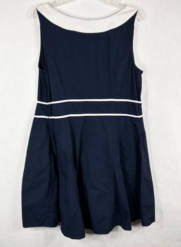 Eshakti  Custom Size 16 Dress Navy Blue A Line Sleeveless White Trim Mini 1456