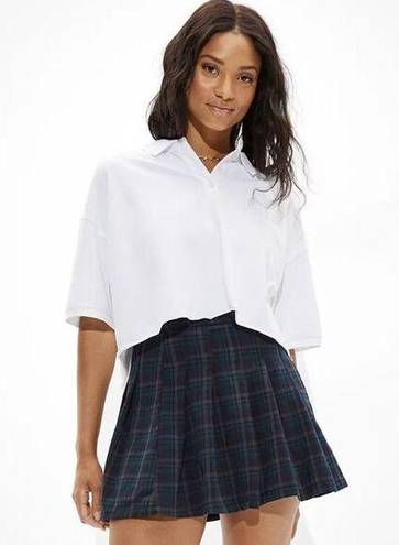 American Eagle AE Plaid Pleated Skirt BLUE SIZE 14 HIGHEST RISE NWT