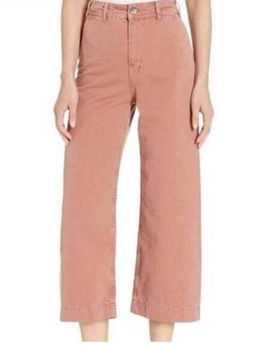 We The Free Free People  Dark Pink High Rise Wide Leg Cropped Jeans Size 24