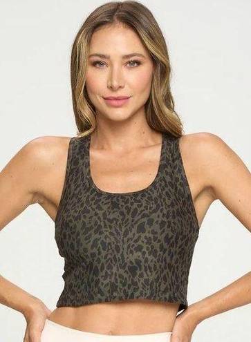 Evolution and creation EVCR | Kendall - Deep Agave Snow Leopard Compression Crop Tank