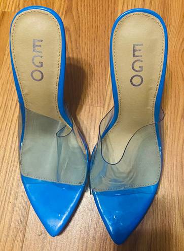 EGO New  open toe faux fur plain pin heels blue size 5