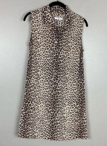 Equipment  Lucida Sleeveless Leopard Print Silk Dress in Natural Multi size xs