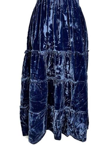 Hill House Size S The Ellie Nap Dress Navy Velvet Midi Tiered Smocked Bodice NEW