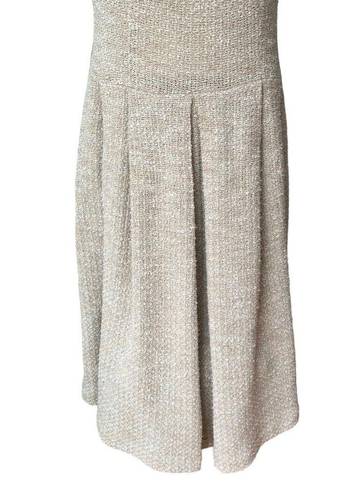 St. John  Collection Sleeveless Textured Knit Dress Ecru, Sz 6 (missing belt)