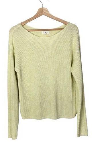 Lou & grey  Pale Yellow Round Neck Ribbed Knit Pullover Sweater M