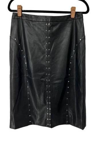 Worthington  Black Faux Leather Silver Stud Detail Skirt