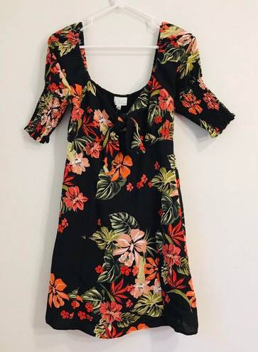 Lost + Wander NWT ALOHA LEI MINI DRESS Floral Puff Sleeve