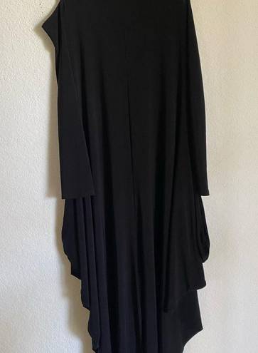 Joseph Ribkoff  Harem Drape Cold Shoulder Zip Up Chic Black Jumpsuit Size 8