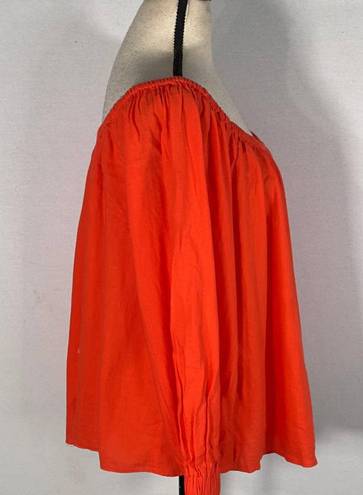 Treasure & Bond  Shirred Off the Shoulder Top Orange Women's Size Medium NWT