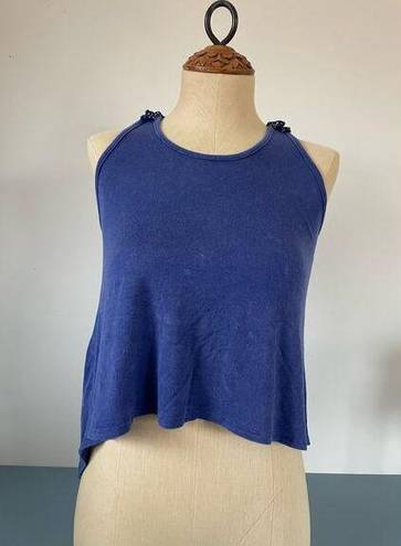 Vintage Havana  womens blue tank top lace embellished cropped size L