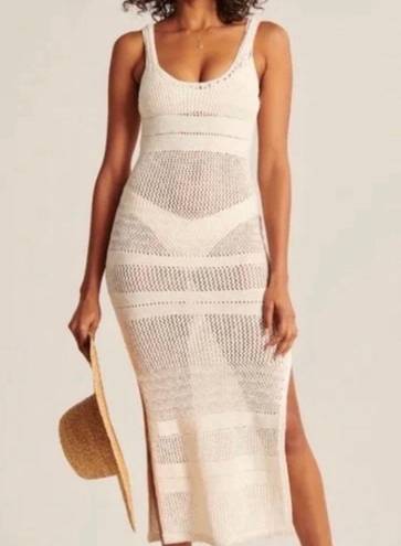 Abercrombie & Fitch White Crochet Maxi Swim Cover Up