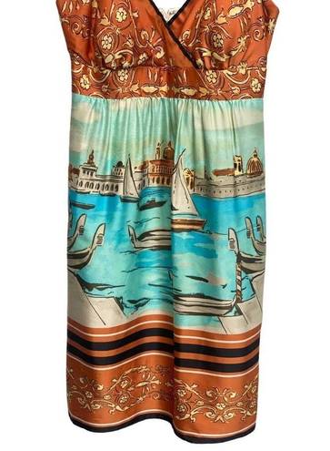 Boston Proper MUSE Sailboat Print Conversation Surplice Bra Dress  Sz 4 Sundress