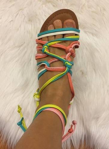 mix no. 6  wrap around flat sandal. Size 7