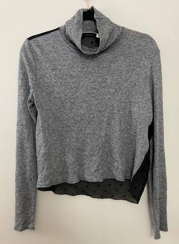 Tuckernuck  See By Chloe Gray Wool Sheer Mesh Polka Dot Back LS Turtleneck 42 (L)