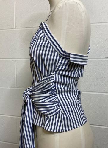 L'Academie L’academie Revolve Blue White Stripe Button Down Tank Tie Front Size Small