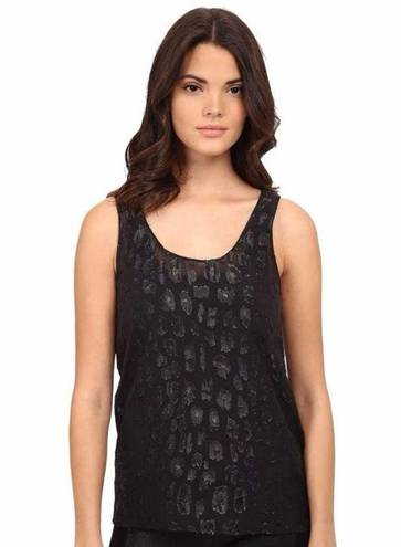 Equipment  $158 Kaylen Black Silk Animal Leopard Print Sleeveless Tank Top Sz XS