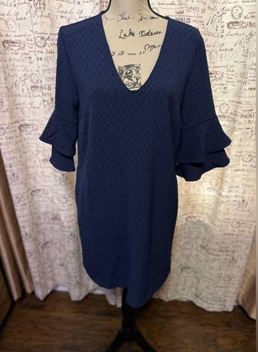 Lush Clothing NWT Lush Navy Woven Dress Ruffle Sleeves Medium