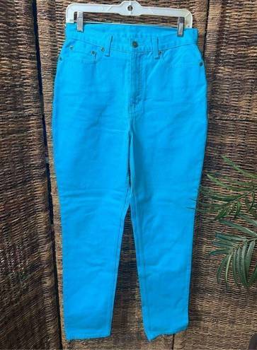 Newport News  Jeanology Turquoise Denim Jeans Straight Leg Mom Jeans 10-BNWOT