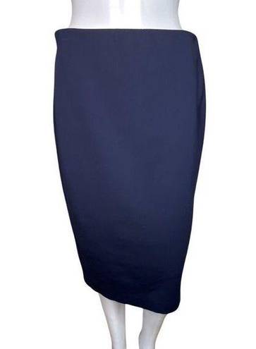 The Row Savile Co Skirt Womens 8 Navy Blue Pencil Straight Midi Career Preppy