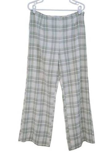 West of Melrose  White Green Plaid Trouser Pants High Rise Straight Leg Size XL