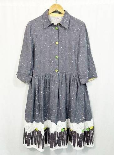 Krass&co BRYONY . Half Button Down Collared Pleated Story Book Linen Dress