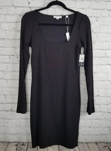 Vince Ribbed Mini Dress NEW Square Neck  Medium Black