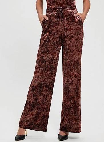 Guess  Jade Velvet Wide Leg Pants, Spice Market Floral Print Size XL New w/Tag