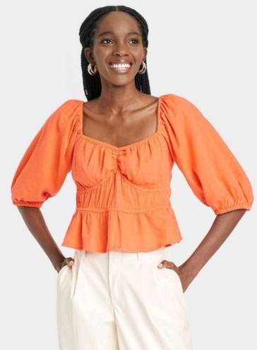 A New Day Orange Puffy Blouse