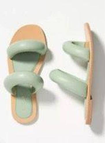 Pilcro Anthropologie NWOT  Mint Pistachio Double Puff Strap Flat Slide Sandal Women's US 8 SlipOn Puffy band padded