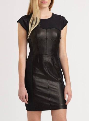 Rebecca Taylor Black Leather Combo Bustier Dress