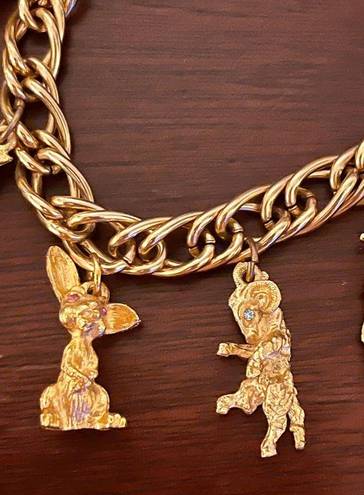 Krass&co Vintage HOB  Cat Mouse Animal Charm Bracelet Gold Tone Jewelry House Borvani