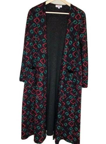 LuLaRoe  Sarah Cardigan Duster Sweater Long Multi-Color black lined Size Small