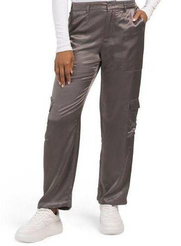 Young Fabulous and Broke  Finley Satin Cargo Pants Grey S NWT