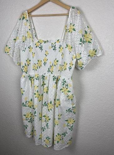 Draper James  Womens Dress Size 2X White Yellow Floral Boho Garden Party Girly