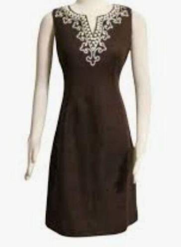 Talbots  Brown Linen Sleeveless Dress Sz 4