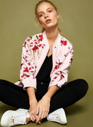 Ted Baker 💕 LONDON💕 Llelah Bomber Jacket Bird & Blossom Print Embroidered 6 NWT