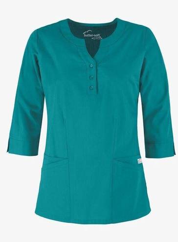 Butter Soft Teal Blue Scrub Top