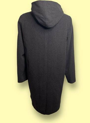 Jones New York Vintage 90s  Gray Brown Wool Cashmere Long Hooded Jacket Sz Large