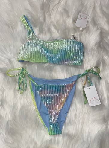 Dippin Daisy’s Swimwear Green & Blue Tie Dye Bikini Set