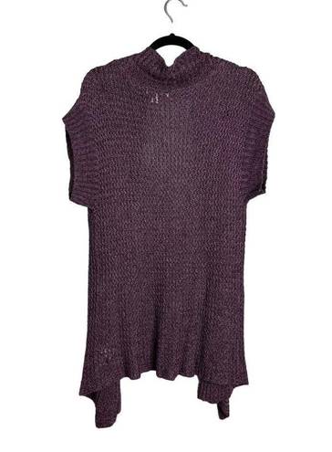 Coldwater Creek  Linen Rayon Open Short Sleeve Knit Cardigan Purple S