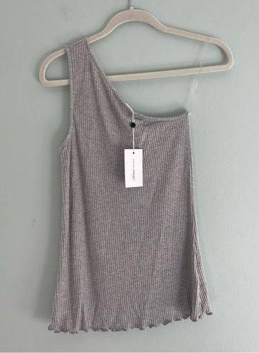 Lovers + Friends  Ribbed One-Shoulder Tank Top Grey NWT