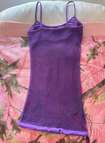 Poof y2k vintage 2000s purple fishnet mesh tube mini dress 