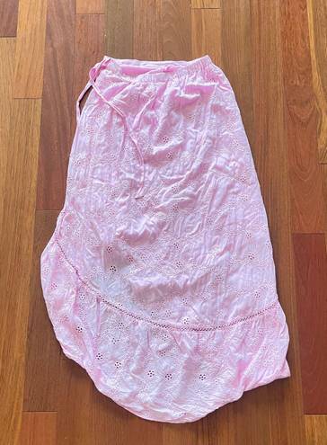 Young Fabulous and Broke Pink Eyelet Lace Asymmetric Faux Wrap Skirt