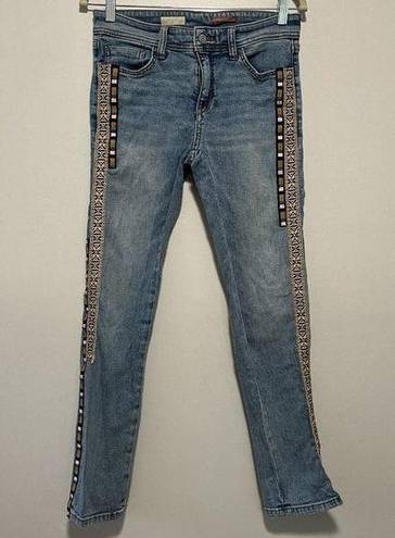 Pilcro  Anthropologie Slim Boyfriend Cropped Jeans Aztec Tuxedo Stripe Size 26