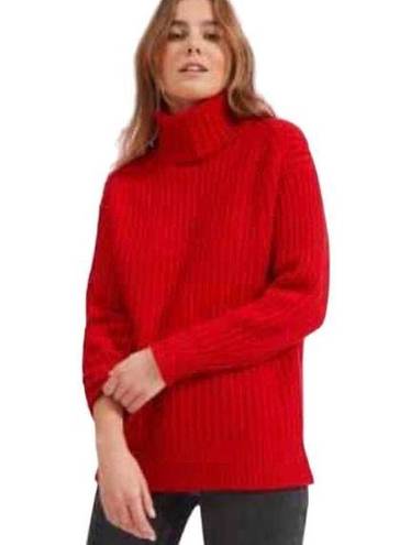 Everlane  Women's Red 100% Wool Knit Ribbed Turtleneck Sweater Size XS